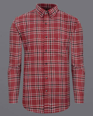 french crown Men Checkered Formal Red, Black, White Shirt