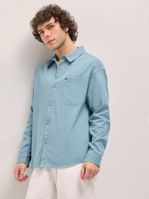 THE BEAR HOUSE Men Solid Casual Blue Shirt