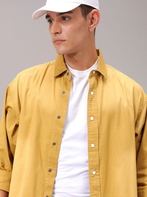 The Indian Garage Co. Men Solid Casual Yellow Shirt