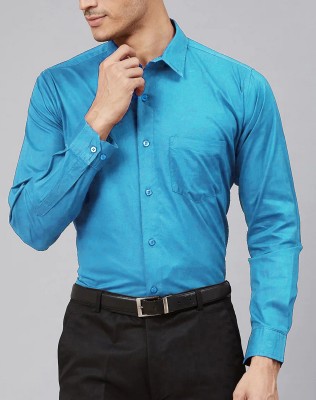 AVOLT Men Solid Formal Blue Shirt