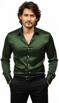 SEVENTEENSTITCH Men Solid, Self Design Casual Green Shirt
