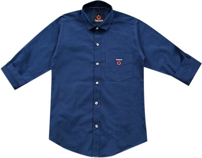 Noon Creation Boys Solid Casual Dark Blue Shirt