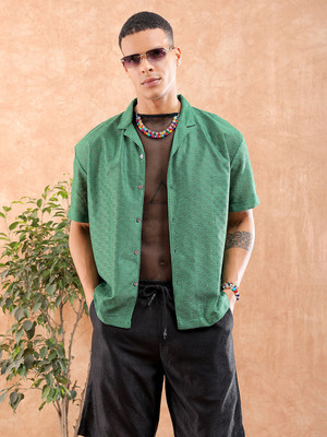 The Indian Garage Co. Men Solid Beach Wear Green Shirt