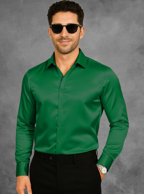 SOLSTICE Men Solid Formal Green Shirt