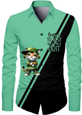 AviraEnterprise Men Printed Casual Green Shirt