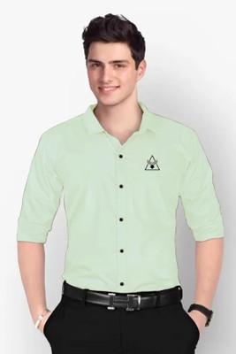 Marmic Fab Men Solid Formal Green Shirt