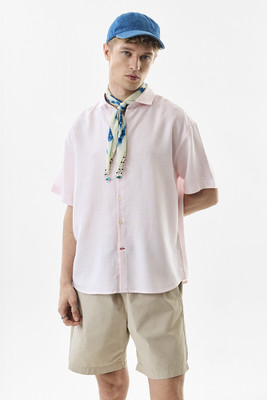 Snitch Men Striped Casual Pink Shirt