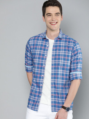 Mast & Harbour Men Checkered Casual Blue Shirt