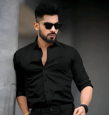 ShirtForYou Men Solid Casual Black Shirt
