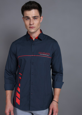 DUCATI Men Graphic Print Casual Dark Blue Shirt