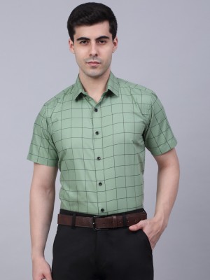 JAINISH Men Checkered Formal Green, Black Shirt