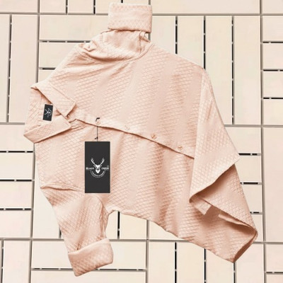 Black Deer Men Self Design Casual Orange Shirt