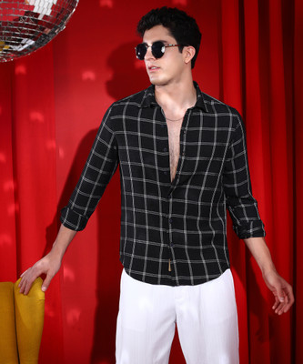 CAMPUS SUTRA Men Self Design Casual Black Shirt