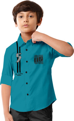 MBF66 Boys Printed Casual Blue Shirt