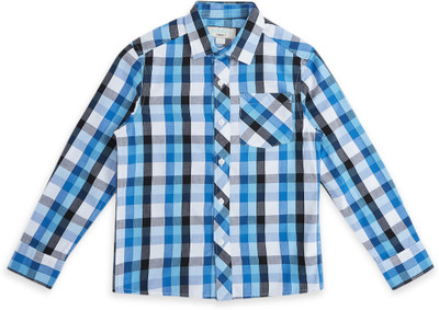 Pantaloons Junior Boys Checkered Casual Blue Shirt