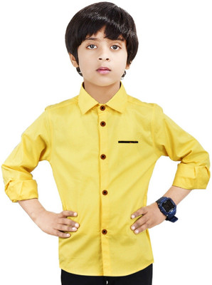 crane Boys Solid Casual Yellow Shirt