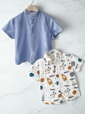 RAVYA TRENDZ Boys Printed, Checkered Casual Multicolor Shirt