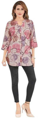 KAUTAQI Women Printed Casual Multicolor Shirt