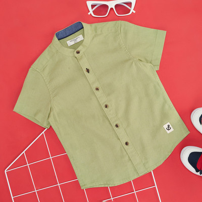 Pantaloons Junior Boys Solid Casual Light Green Shirt