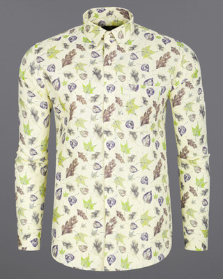 HOC Men Printed Casual Beige Shirt