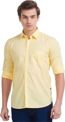 PARX Men Solid Casual Yellow Shirt