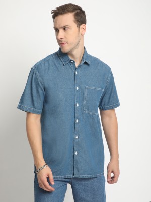 Bene Kleed Men Solid Casual Blue Shirt