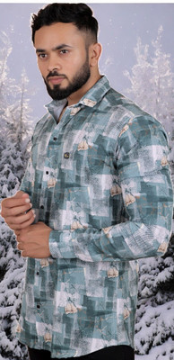 GCFAB Men Checkered Casual Dark Green Shirt