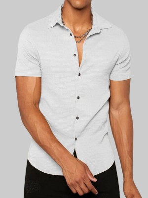 KHANJAN FASHION Men Self Design, Checkered Party White Shirt
