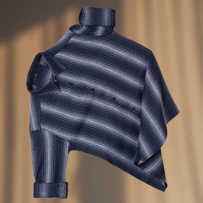 ElanWear Men Striped Formal Blue Shirt