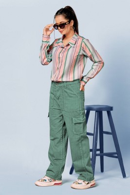 COLORCART Women Striped Party Multicolor Shirt