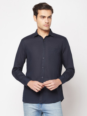 CRIMSOUNE CLUB Men Solid Casual Blue Shirt