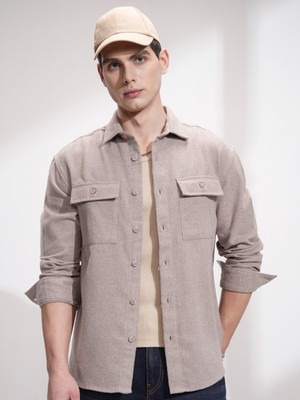 HIGHLANDER Men Solid Casual Pink Shirt