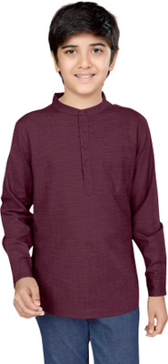 FABFARM Boys Solid Straight Kurta(Maroon)