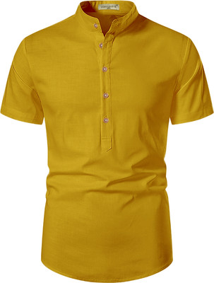 Vida Loca Men Solid Pathani Kurta(Yellow)