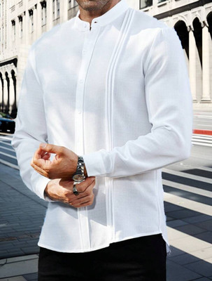 JACKBELLA Men Solid Casual White Shirt