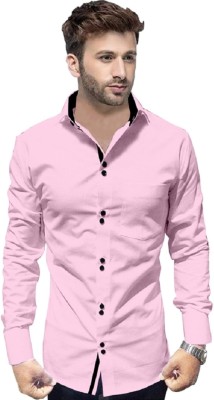 GLOBAL NOMAD Men Solid Casual Pink, White Shirt