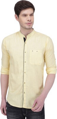 KUONS AVENUE Men Solid Casual Yellow Shirt