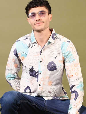 V-MART Men Printed Casual White Shirt