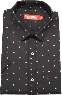 Genius Men Printed Formal Black Shirt