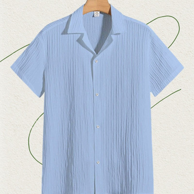 Nita creation Men Self Design Formal Light Blue Shirt