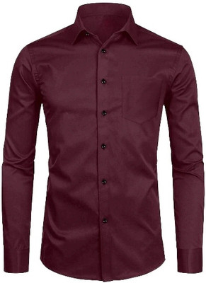 AITAVIKOVERSEAS Men Solid Casual Maroon Shirt
