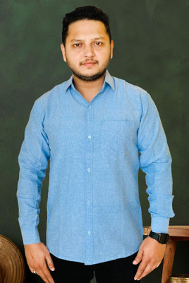 SAARA PRODUCT Men Solid Formal Blue Shirt