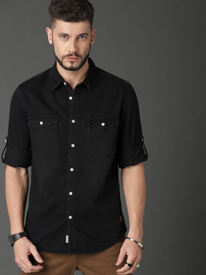 Roadster Men Solid Casual Black Shirt