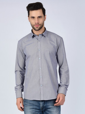 HEED ATTENTIVE Men Checkered Formal Blue, Grey Shirt