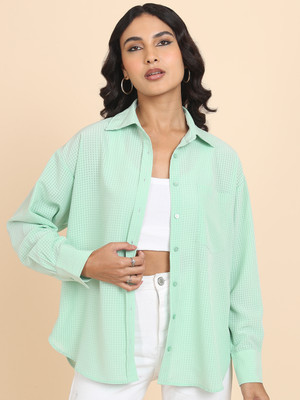 Tokyo Talkies Women Solid Casual Green Shirt