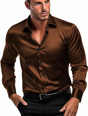 METRONAUT Men Solid Formal Brown Shirt
