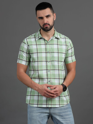 CAZZBA Men Checkered Casual Green Shirt