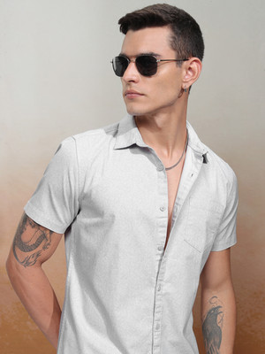 HIGHLANDER Men Self Design Casual Grey Shirt