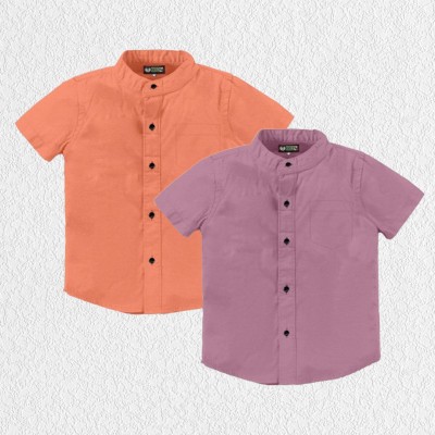 Cloud Kids Boys Solid Casual Orange, Pink Shirt
