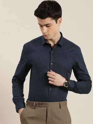 INVICTUS Men Striped Formal Dark Blue Shirt